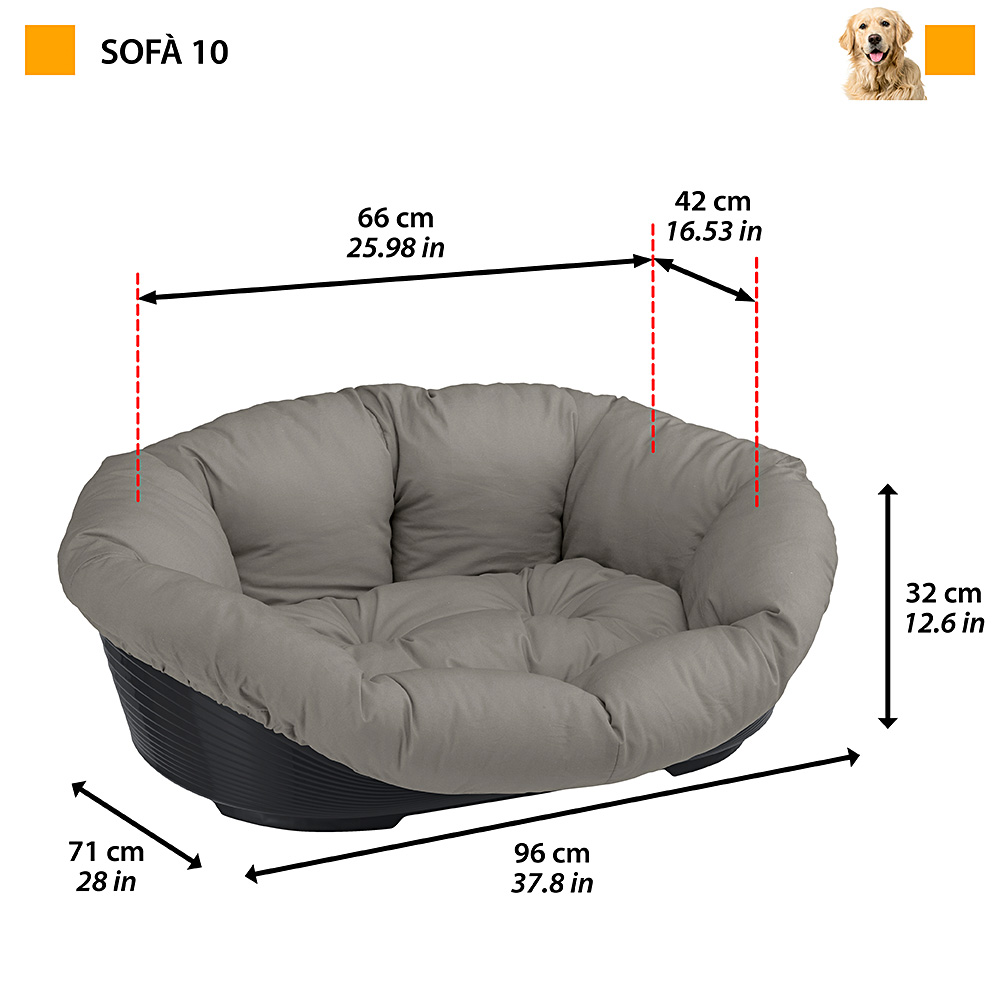 FERPLAST Sofa 10 Пластиковый лежак для котов и собак со съемной подушкой2