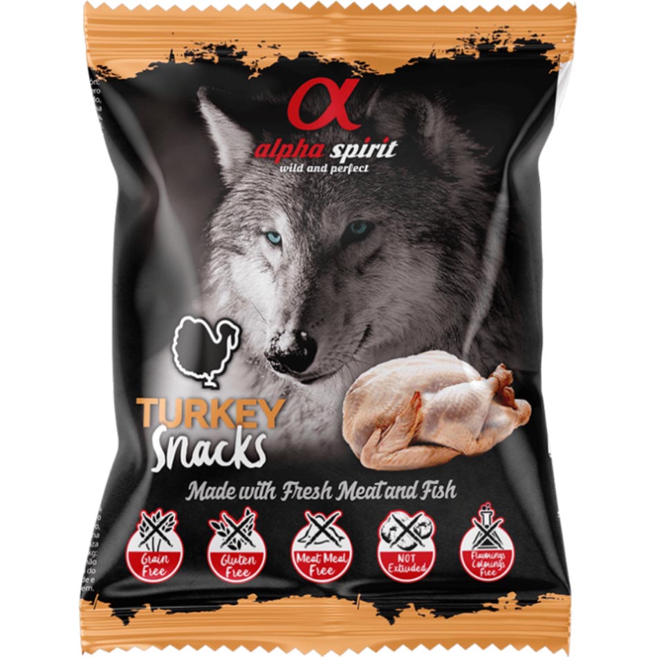 ALPHA SPIRIT Dog Snacks Turkey Напіввологі ласощі для собак (кубики з індички)0