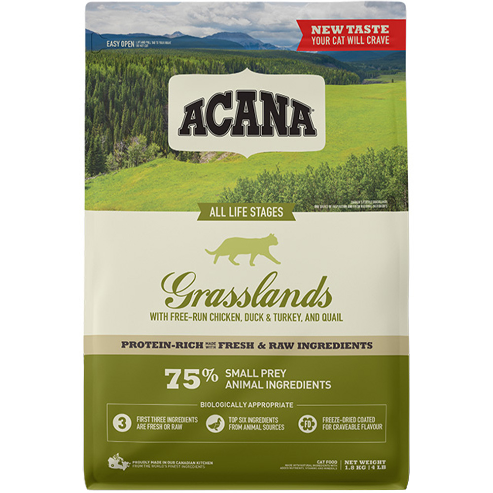 ACANA Grasslands Cat Сухой корм для котов всех пород и всех стадий жизни (утка, курица, индейка)0