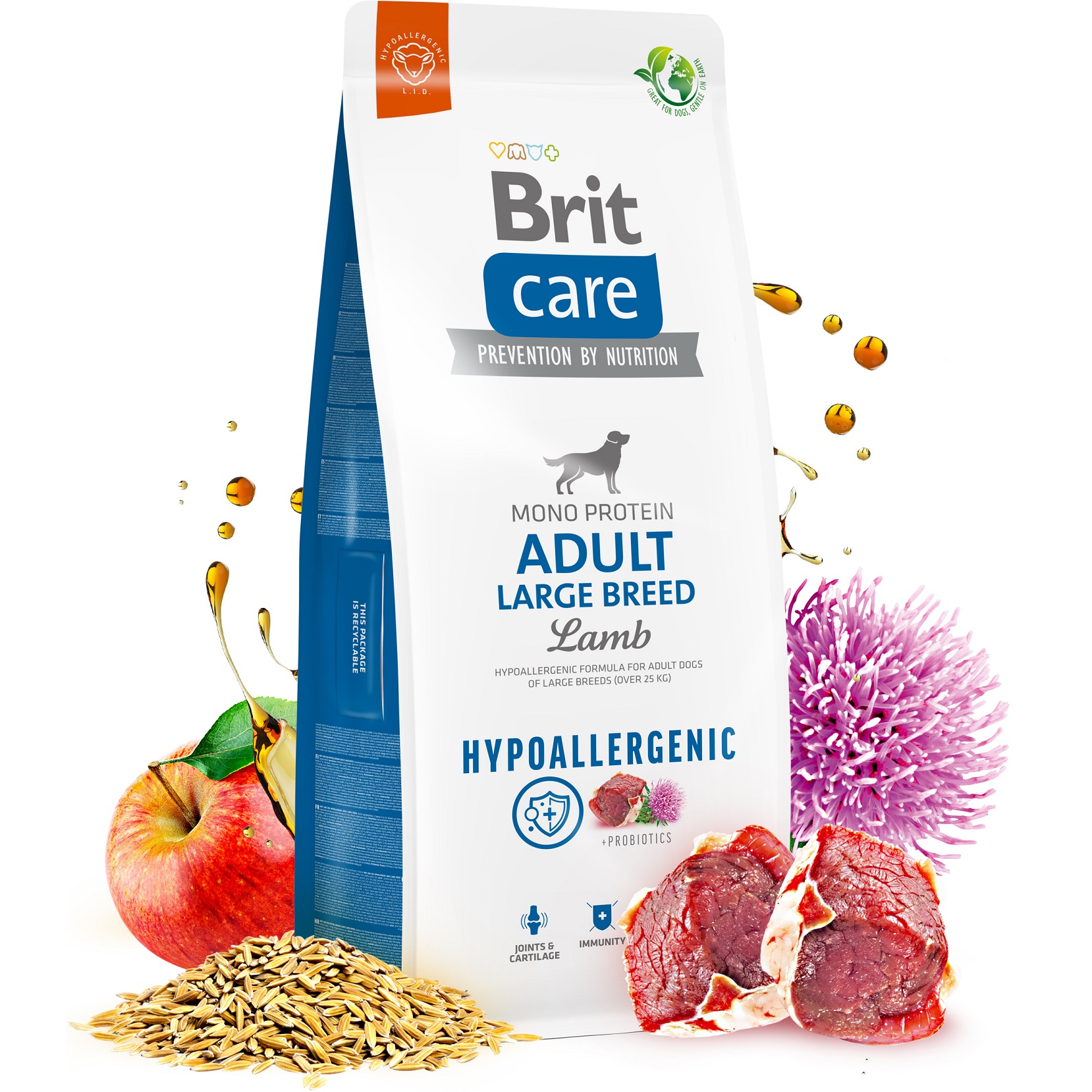 BRIT CARE Hypoallergenic Adult Large Breed Сухий гіпоалергенний корм для дорослих собак великих порід (Ягня)6