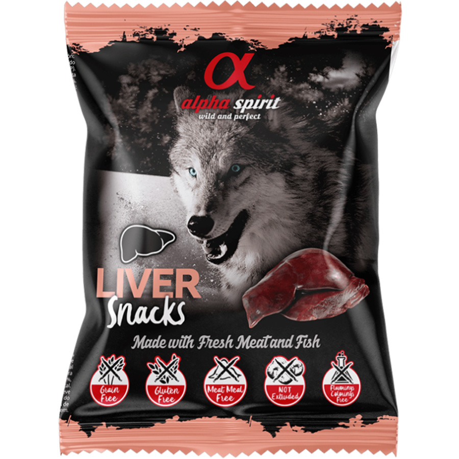 ALPHA SPIRIT Dog Snacks Liver Полувлажное лакомство для собак (кубики с печенью)0