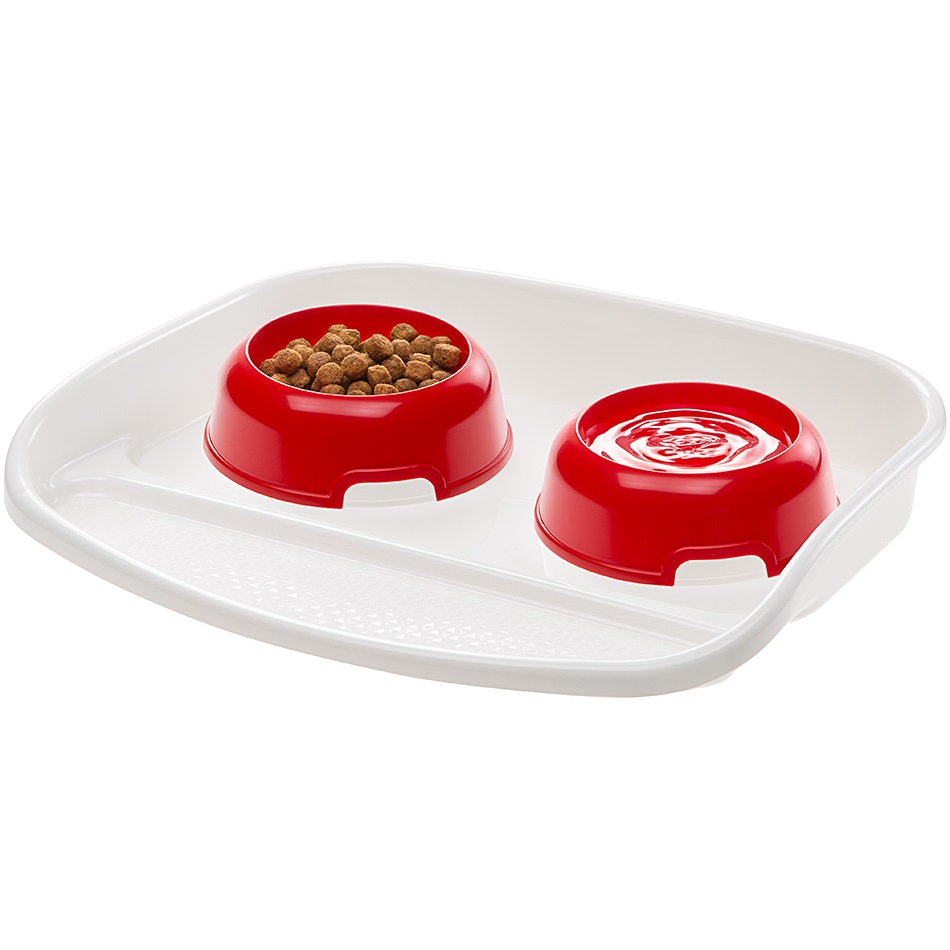 FERPLAST Lindo Tray & Bowls Пластикова таця з мисками для котів та собак0