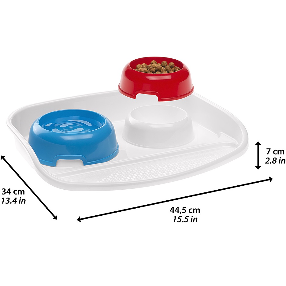 FERPLAST Lindo Tray & Bowls Пластикова таця з мисками для котів та собак11