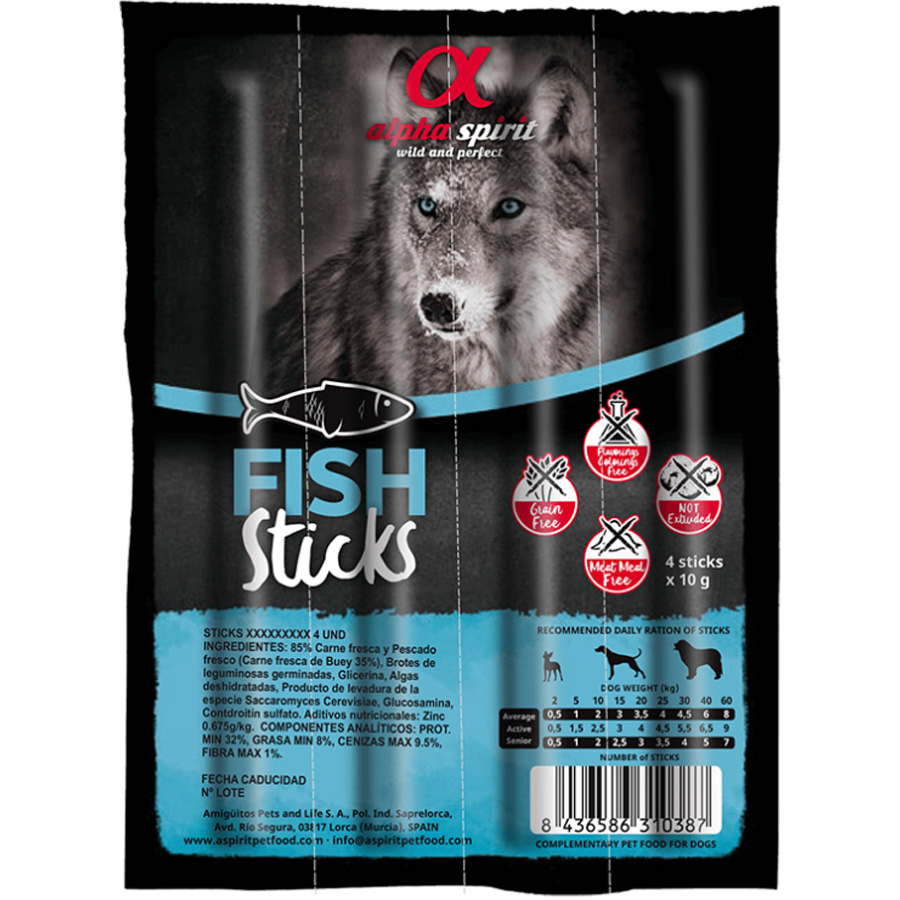 ALPHA SPIRIT Dog Sticks Fish Напіввологі ласощі для собак (палички з риби)0