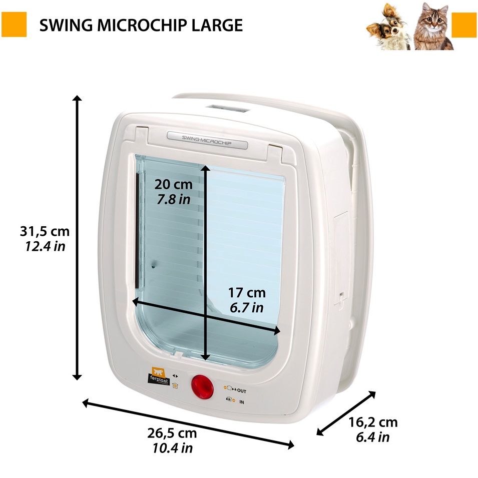 FERPLAST Swing Microchip Large Дверцята з мікрочіпом для великих котів і маленьких собак4