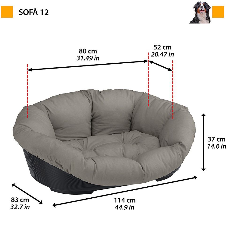 FERPLAST Sofa 12 Пластиковий лежак для котів та собак зі знімною подушкою2