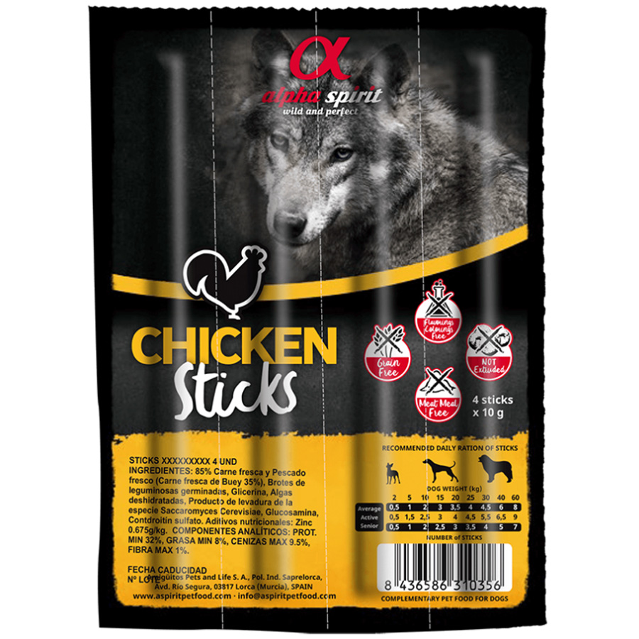 ALPHA SPIRIT Dog Sticks Chicken Напіввологі ласощі для собак (палички з курятини)0