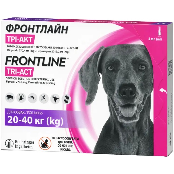 Boehringer Ingelheim Frontline Tri-ACT Капли для собак от блох и клещей2