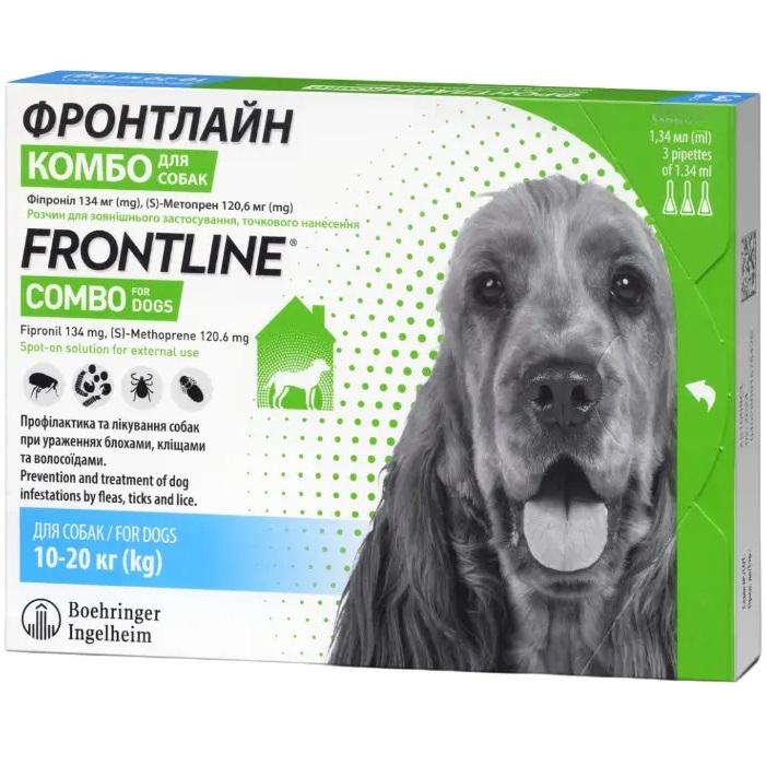 Boehringer Ingelheim Frontline Combo spot-on капли для собак от блох и клещей2