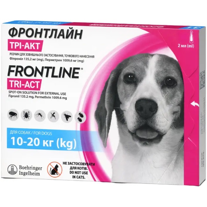 Boehringer Ingelheim Frontline Tri-ACT Капли для собак от блох и клещей2