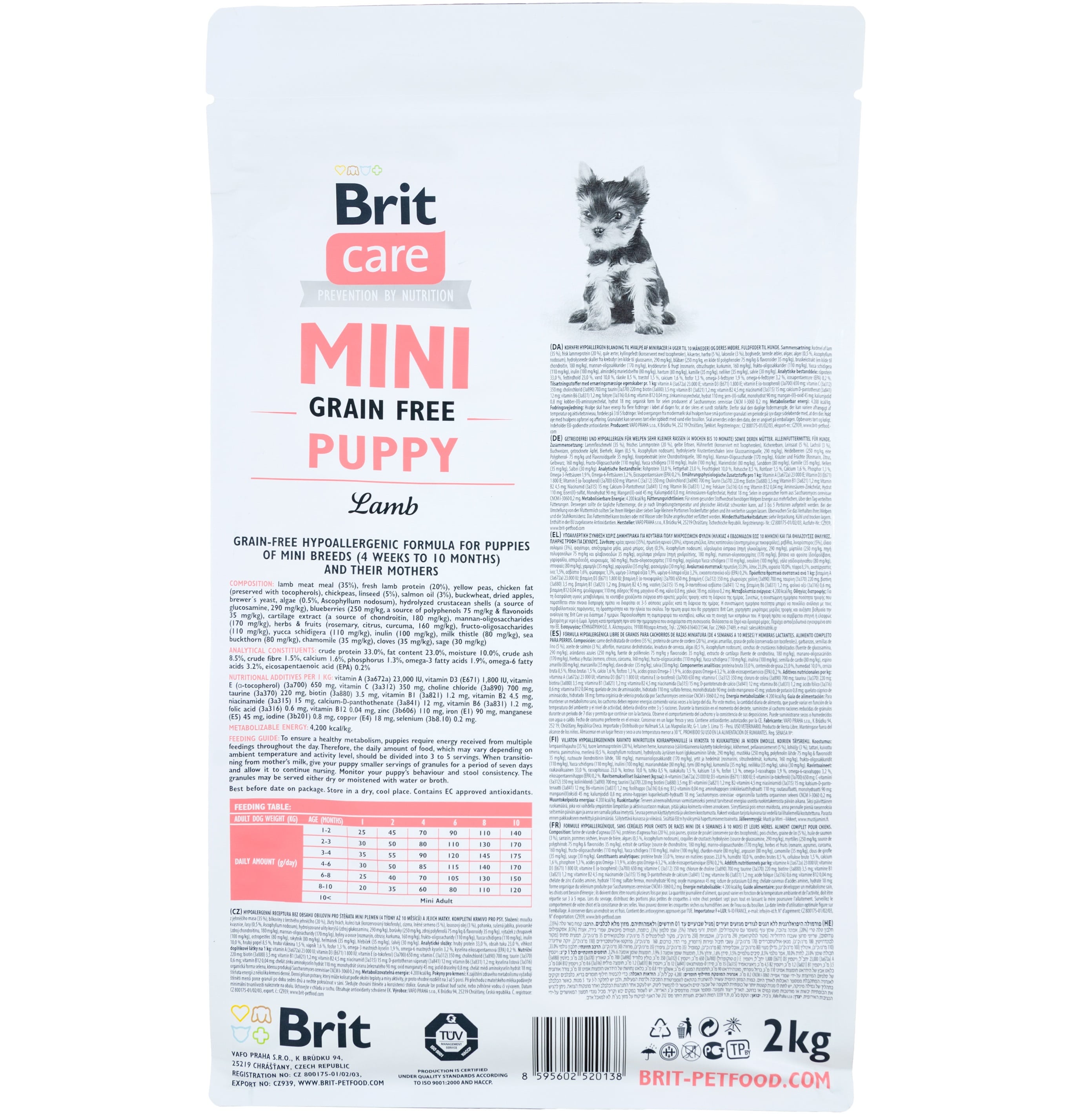 BRIT CARE GF Mini Puppy Сухий гіпоалергенний корм для цуценят малих порід (Ягня)3