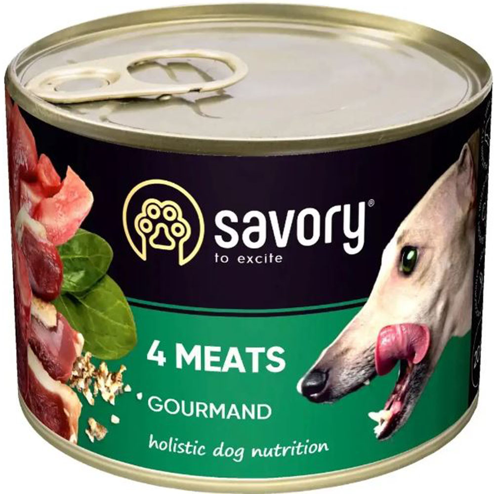 Savory Dog Gourmand Вологий корм для дорослих собак (4 види м'яса)0