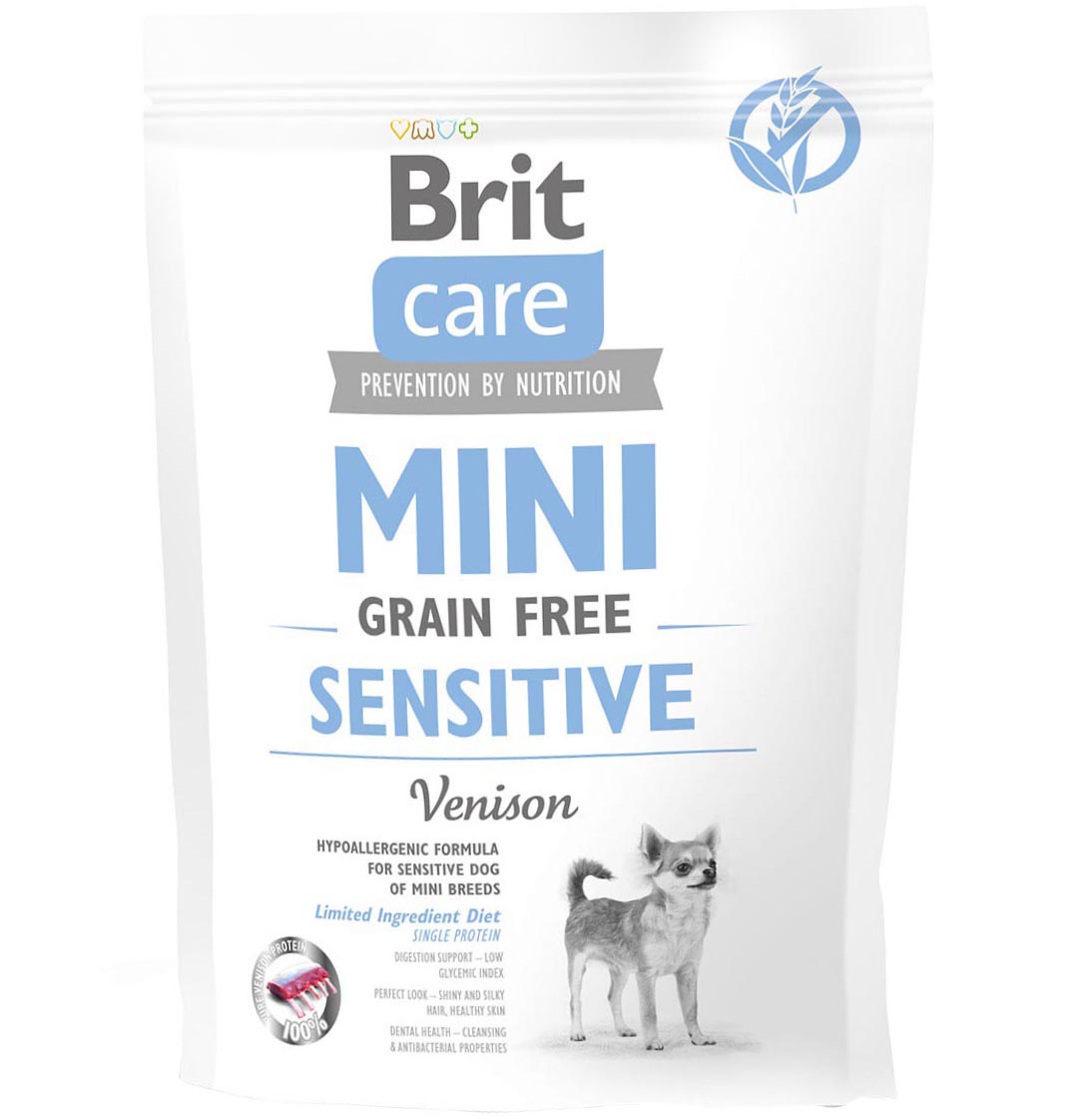 BRIT CARE GF Mini Sensitive Сухой гипоаллергенный корм для собак с чувствительным пищеварением (Оленина)0