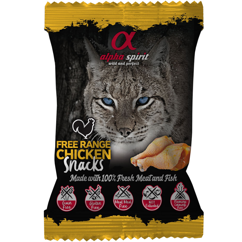 ALPHA SPIRIT Cat Snacks Free Range Chicken Напіввологі ласощі для котів (Курка)0