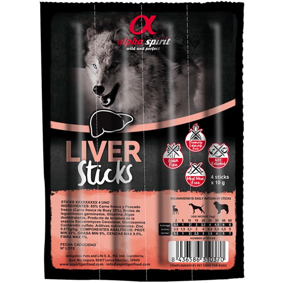 ALPHA SPIRIT Dog Sticks Liver Полувлажное лакомство для собак (палочки из печени)0