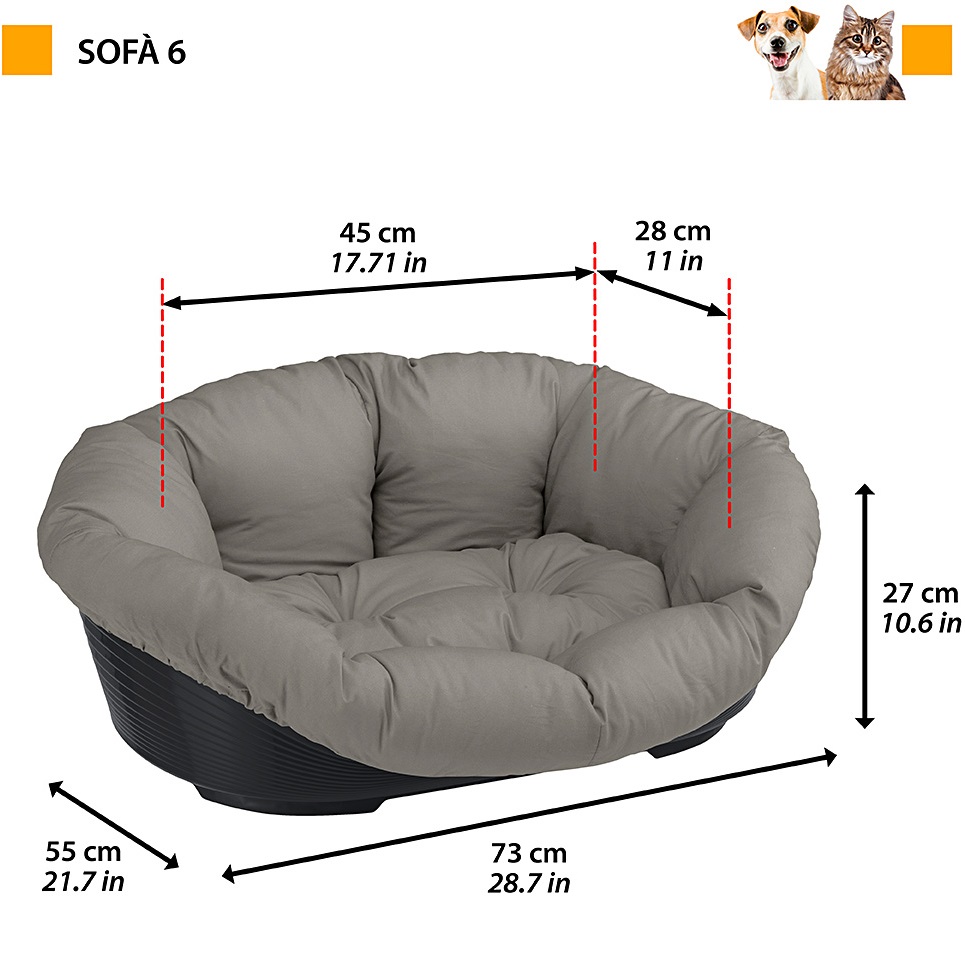 FERPLAST Sofa 6 Пластиковий лежак для котів та собак зі знімною подушкою6