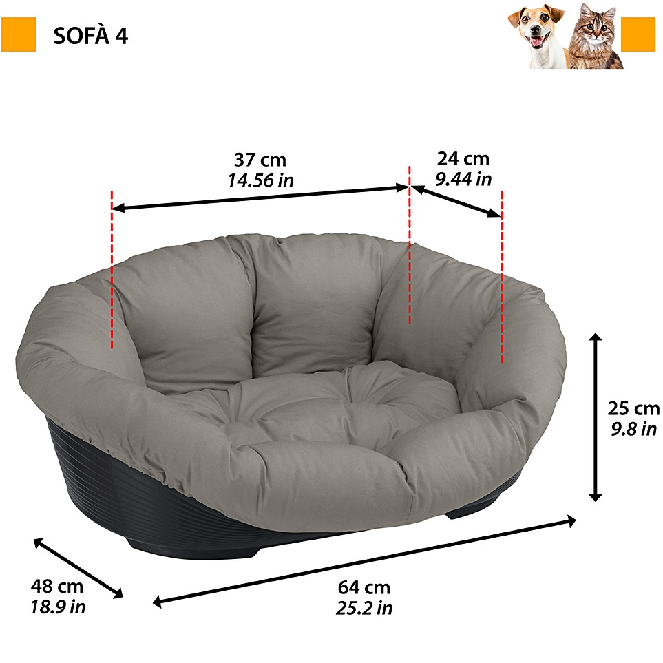 FERPLAST Sofa 4 Пластиковий лежак для котів та собак зі знімною подушкою2