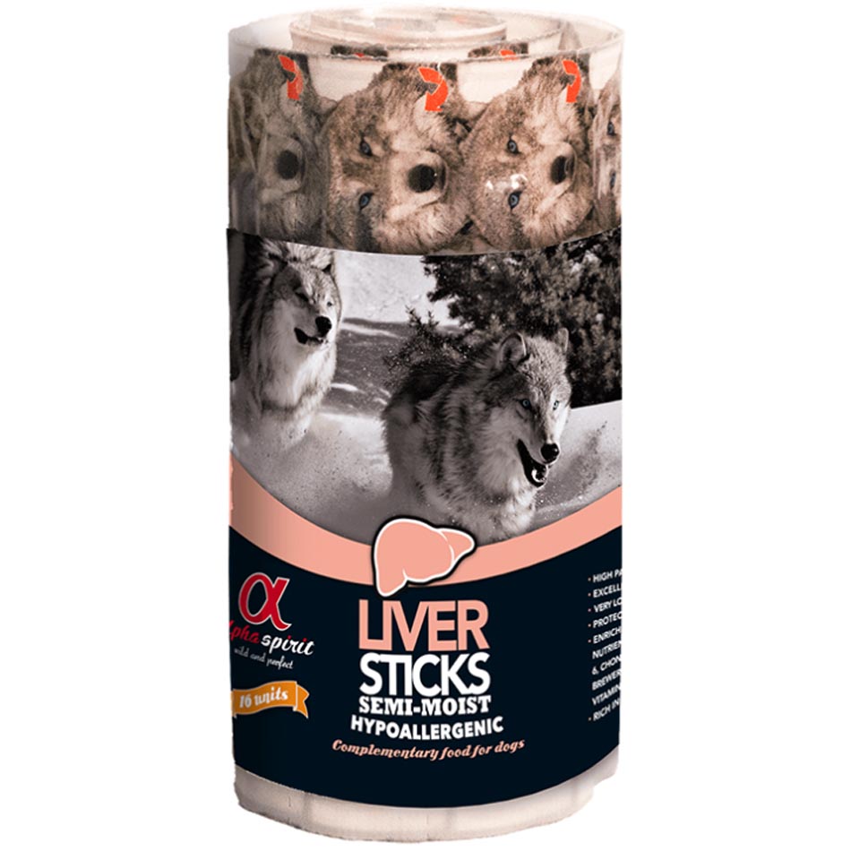 ALPHA SPIRIT Dog Sticks Liver Напіввологі ласощі для собак (палички з печінки)0