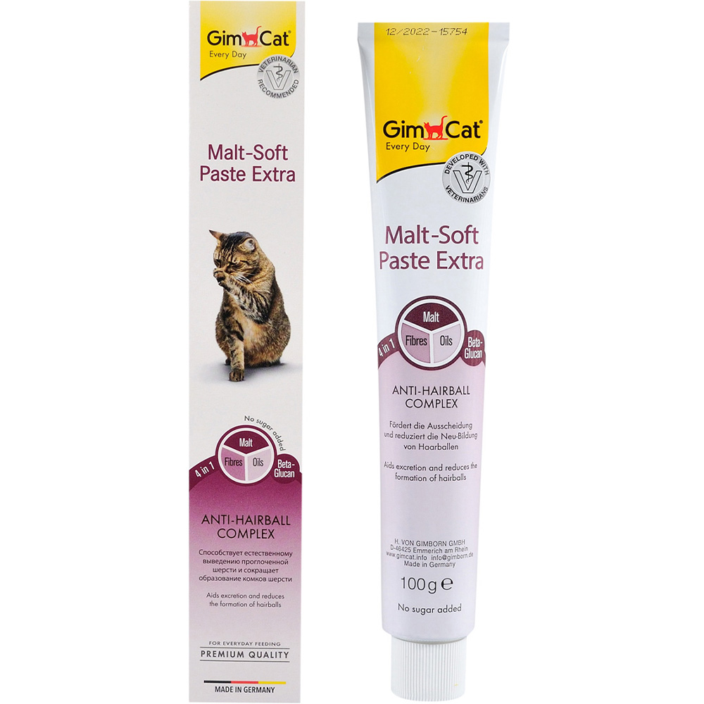 GIMCAT Malt-Soft Extra Паста для выведения шерсти у котов0