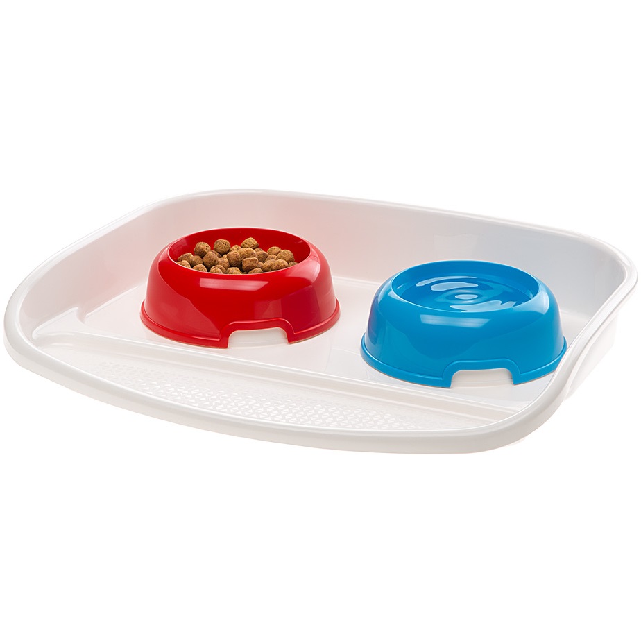 FERPLAST Lindo Tray & Bowls Пластикова таця з мисками для котів та собак1