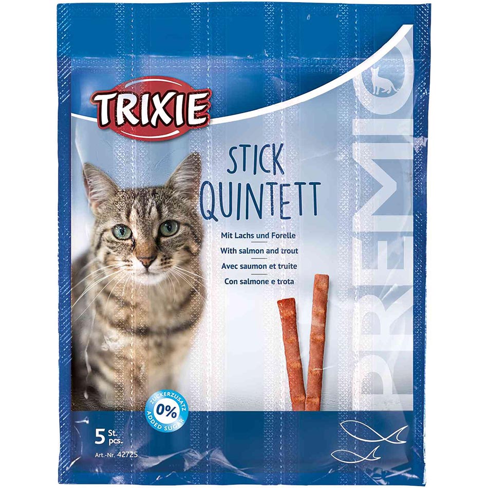 TRIXIE Premio Stick Quintett Лакомства для котов (с лососем и форелью)0