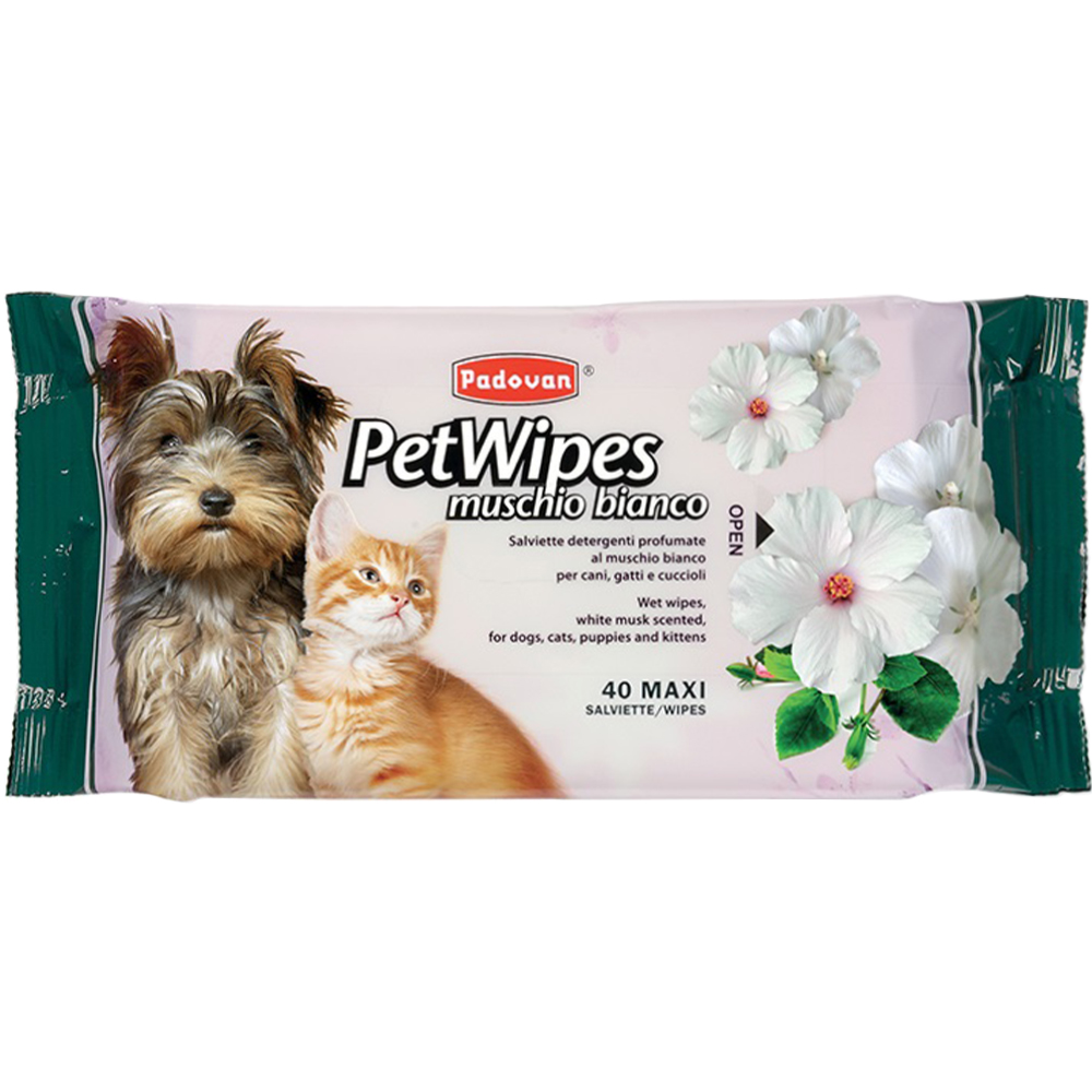 PADOVAN Pet Wipes Muschio Bianco Очищаючі вологі серветки (з білим мускусом)0