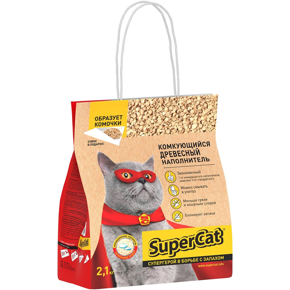 SUPER CAT Древесный наполнитель для кошачьих туалетов0