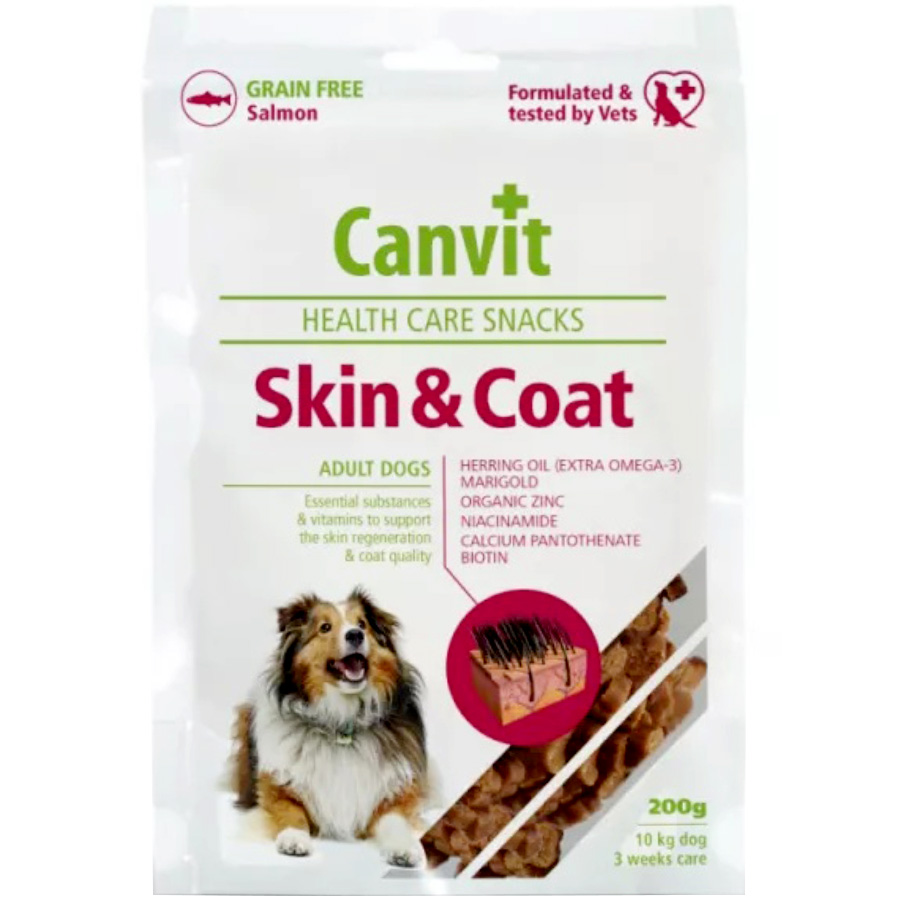 CANVIT Skin and Coat Полувлажное лакомство для собак (с лососем)0