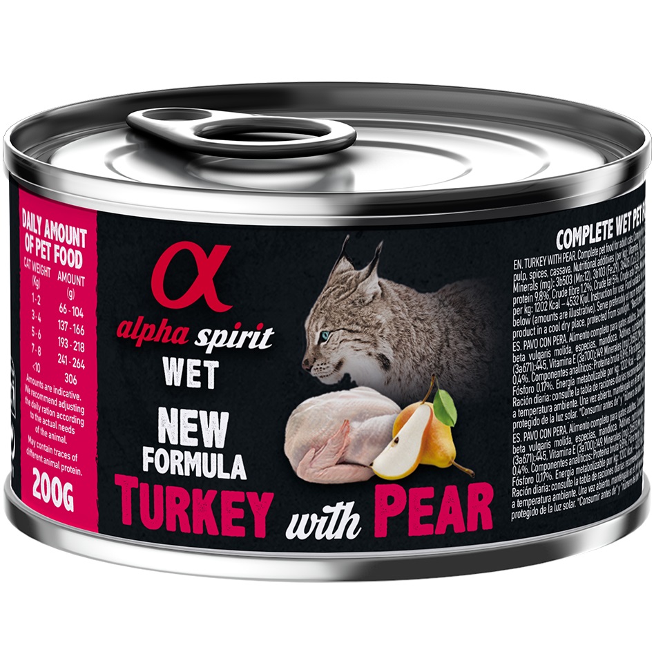 ALPHA SPIRIT Turkey with Pear for Adult Cat Влажный корм для взрослых котов всех пород (с индейкой и грушами)0