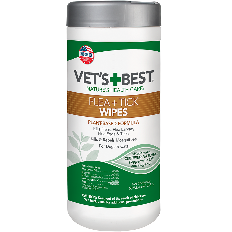 VET`S BEST Flea&Tick Wipes Влажные салфетки для собак от насекомых0