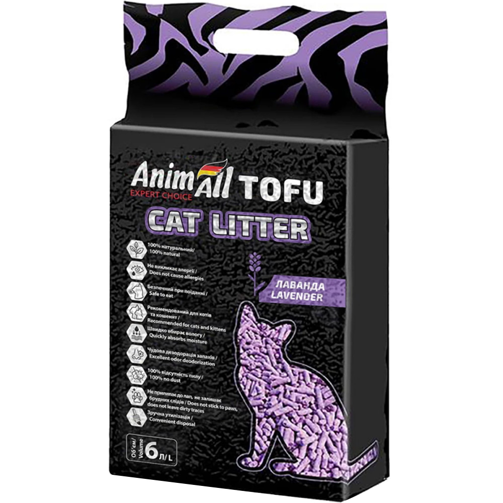 ANIMALL Tofu Lavender Наповнювач соєвий для котячих туалетів (з ароматом лаванди)0