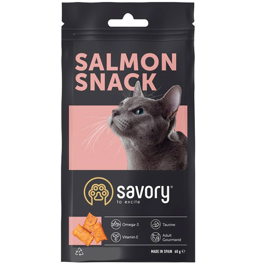 SAVORY Snack Salmon Ласощі для котів (з лососем)0