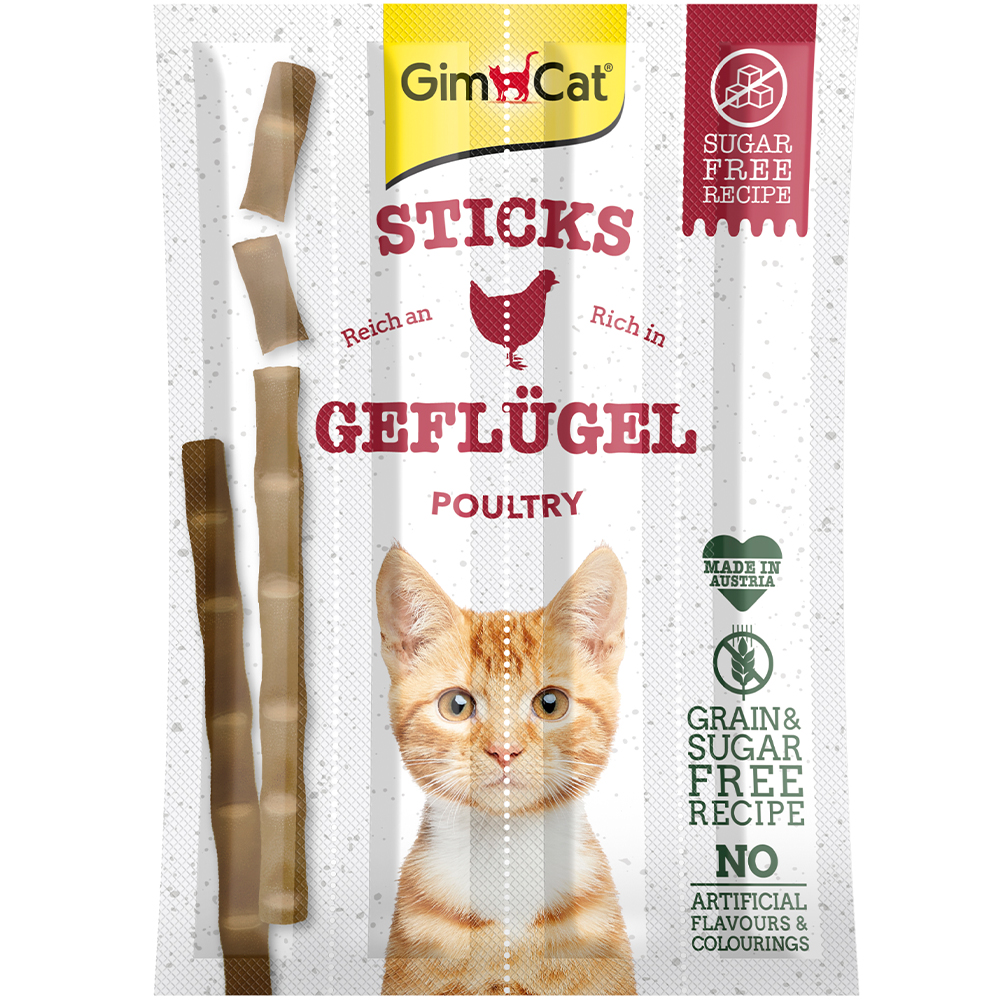 GIMCAT Sticks Grain-Free Ласощі для котів (з м'ясом птиці)0