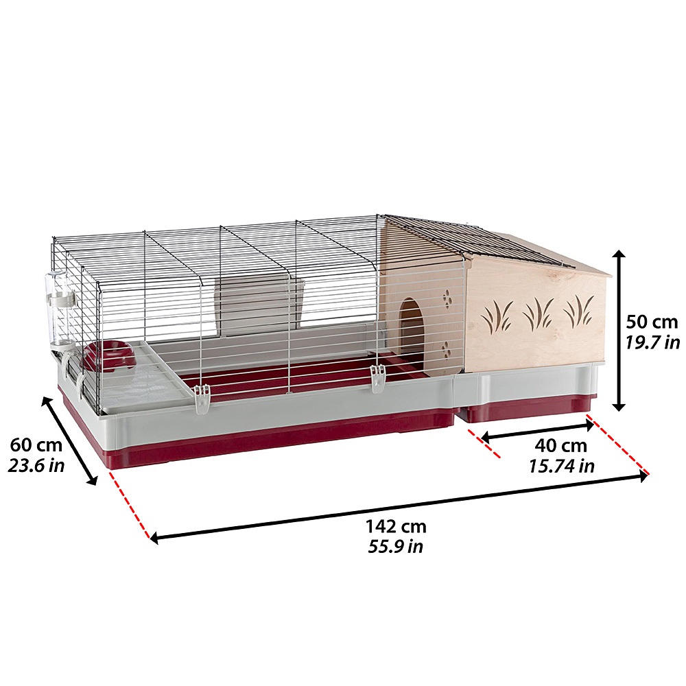 FERPLAST Krolik 140 Plus Клітка для кроликів з дерев'яним будиночком12