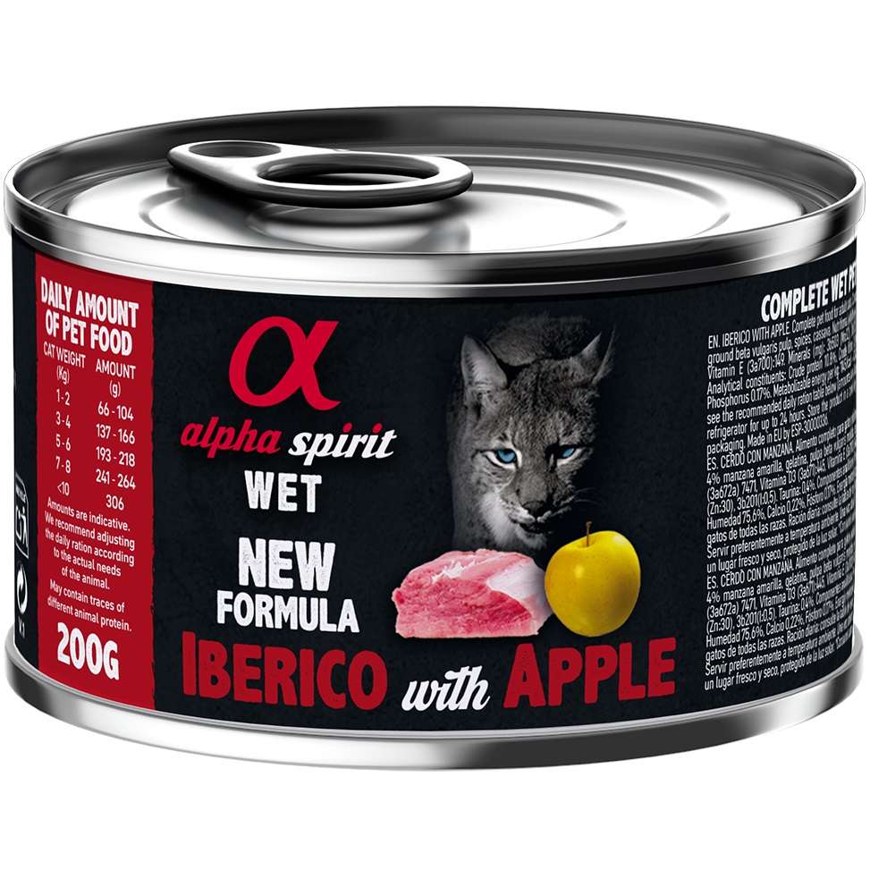 ALPHA SPIRIT Iberian Pork With Yellow Apple for Adult Cat Вологий корм для дорослих котів усіх порід (зі свининою та свіжими яблуками)1