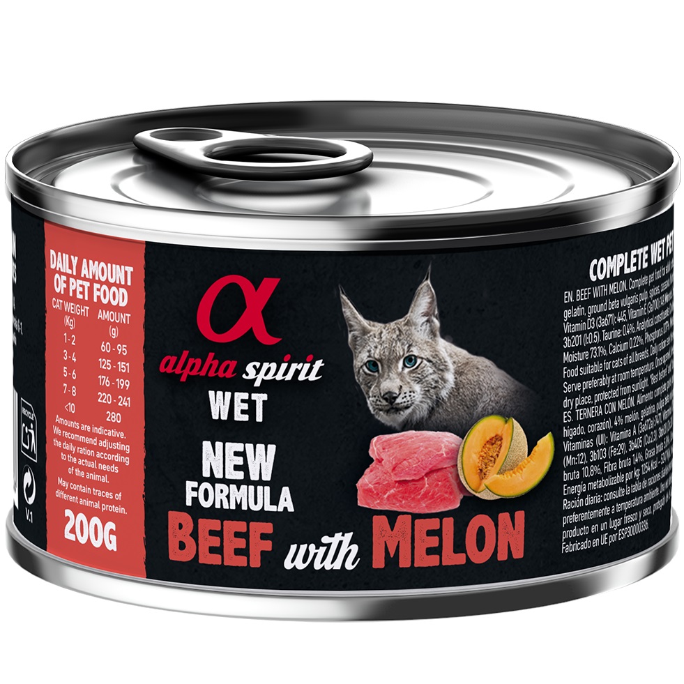 Alpha Spirit Beef with Melon for Adult Cat Влажный корм для взрослых котов всех пород (с говядиной и дыней)0