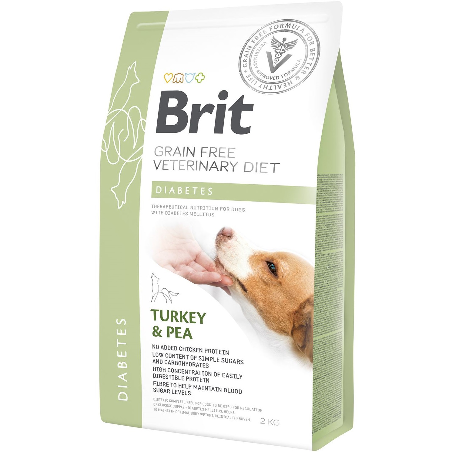 Brit VetDiets Dog Diabetes Сухий корм для собак при цукровому діабеті (з індичкою та горохом)0