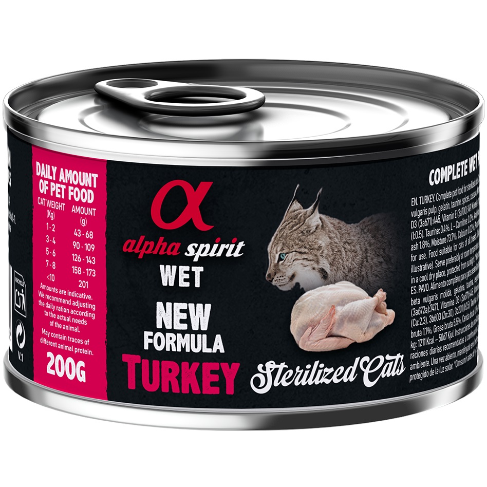 Alpha Spirit Turkey for Sterilized Cat Вологий корм для стерилізованих котів усіх порід (з індичкою)0