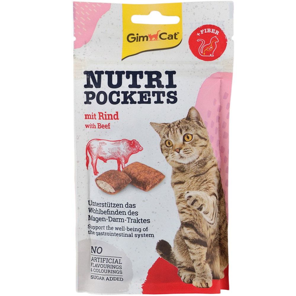 GIMCAT Nutri Pockets Лакомства для котов с говядиной и солодом0