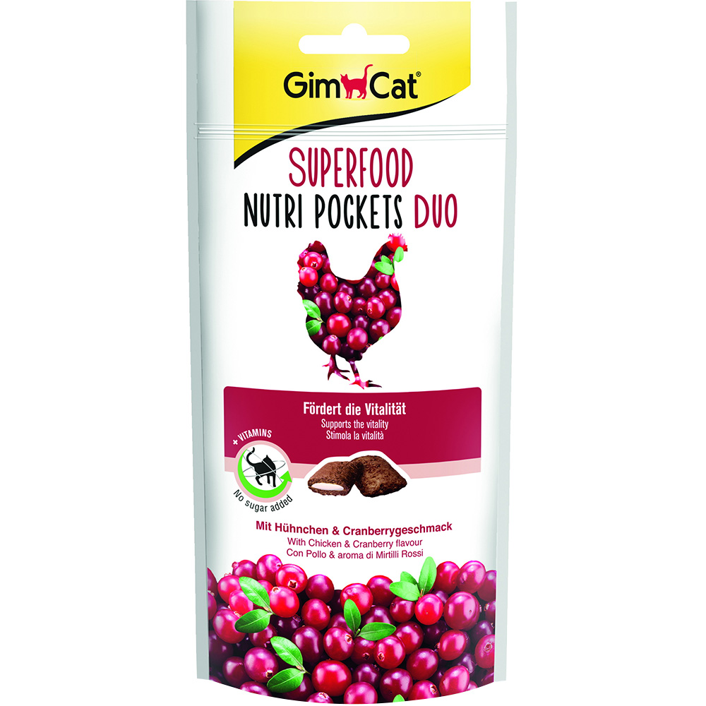 GIMCAT Nutri Pockets Ласощі для котів з куркою і журавлиною0