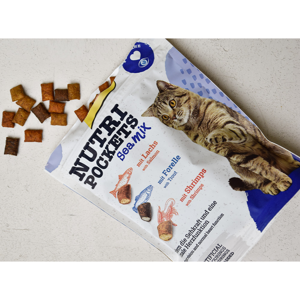 GIMCAT Nutri Pockets Sea Mix Ласощі для котів (з лососем, фореллю та креветками)8