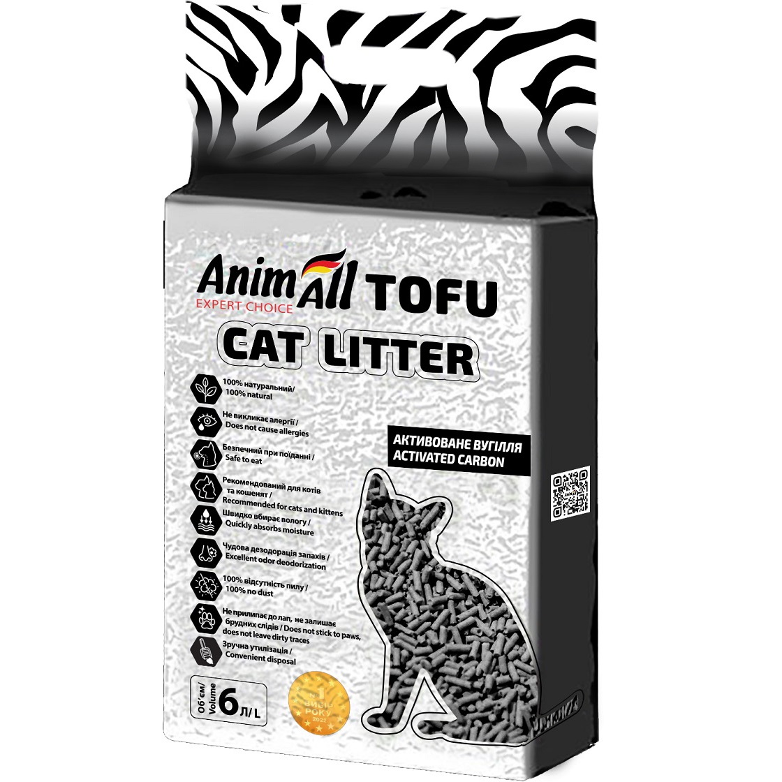 ANIMALL Tofu Carbon Наполнитель соевый для кошачьих туалетов (с активированным углем)0