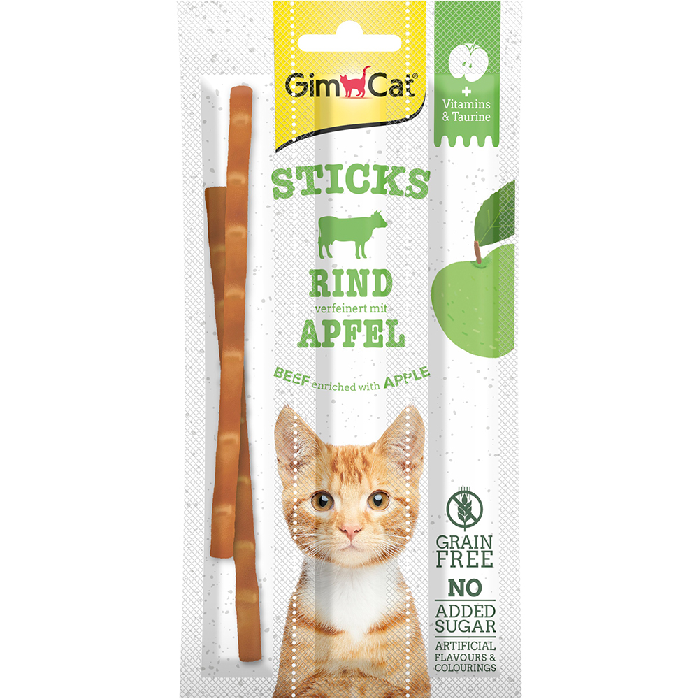 GIMCAT Superfood Duo-Sticks Лакомства для котов (с говядиной и яблоками)0