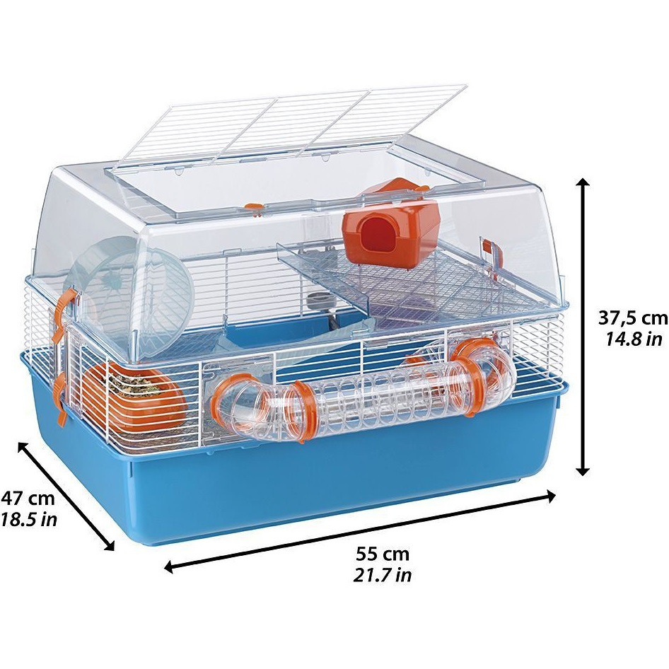 FERPLAST Duna Fun Триповерхова клітка для хом'яків з ігровими тунелями1