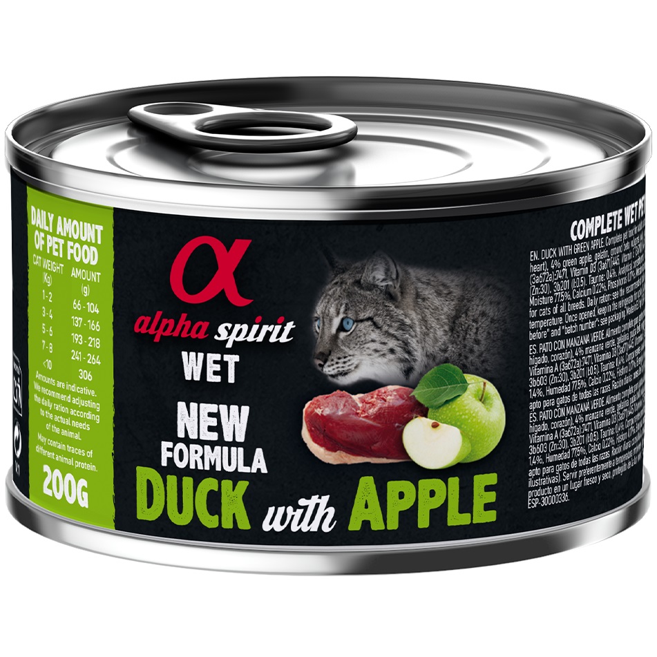 Alpha Spirit Duck with Green Apple for Adult Cat Влажный корм для взрослых котов всех пород (с уткой и зелеными яблоками)0