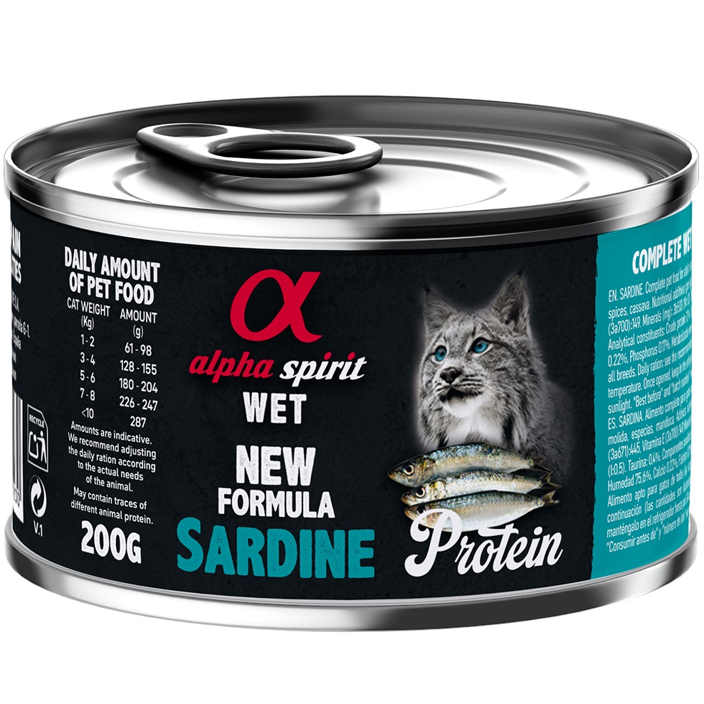 Alpha Spirit Sardine for Adult Cats Влажный корм для взрослых котов всех пород (с сардиной)0