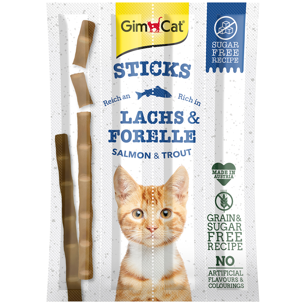 GIMCAT Sticks Grain-Free Ласощі для котів (з лососем та фореллю)0