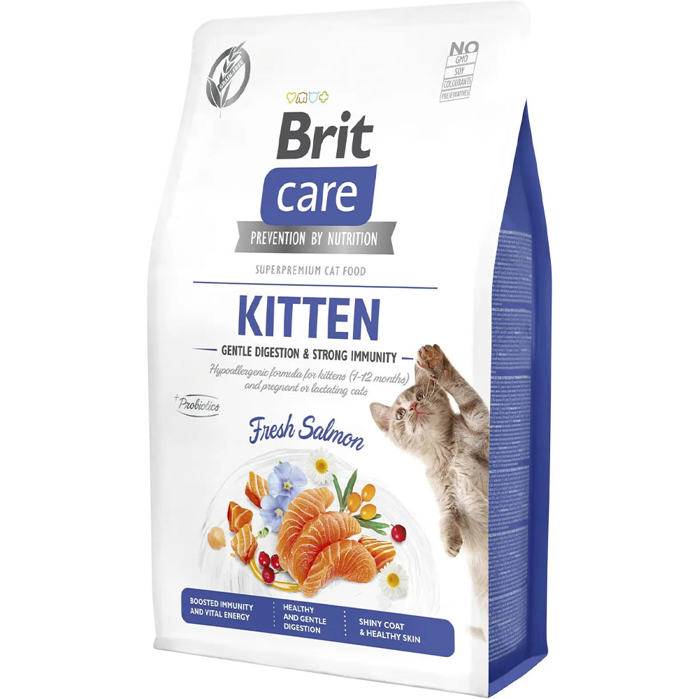 BRIT CARE Cat GF Kitten Digestion Immunity Сухой корм для котят (Лосось)0