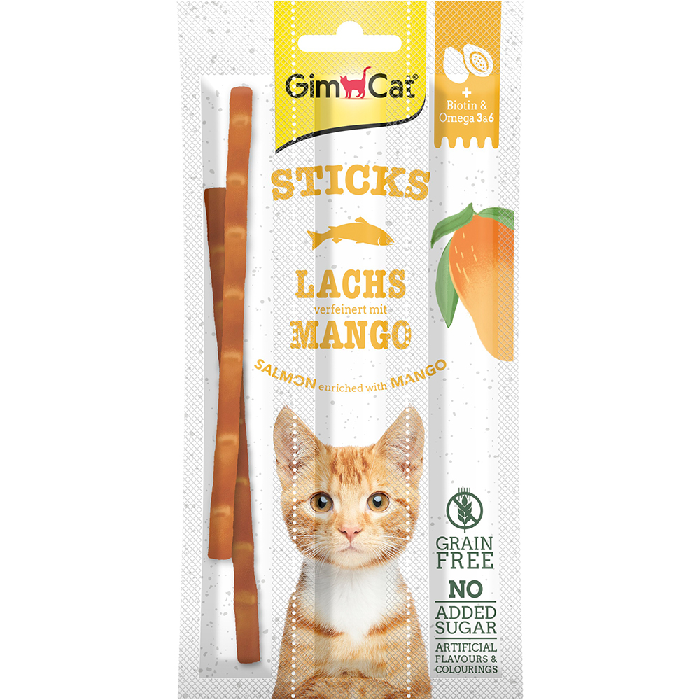 GIMCAT Superfood Duo-Sticks Ласощі для котів (з лососем та манго)0