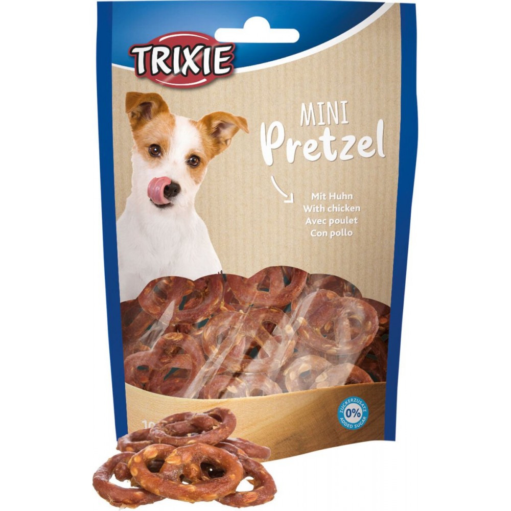 TRIXIE Mini Pretzels Ласощі для собак (крендель з куркою)0